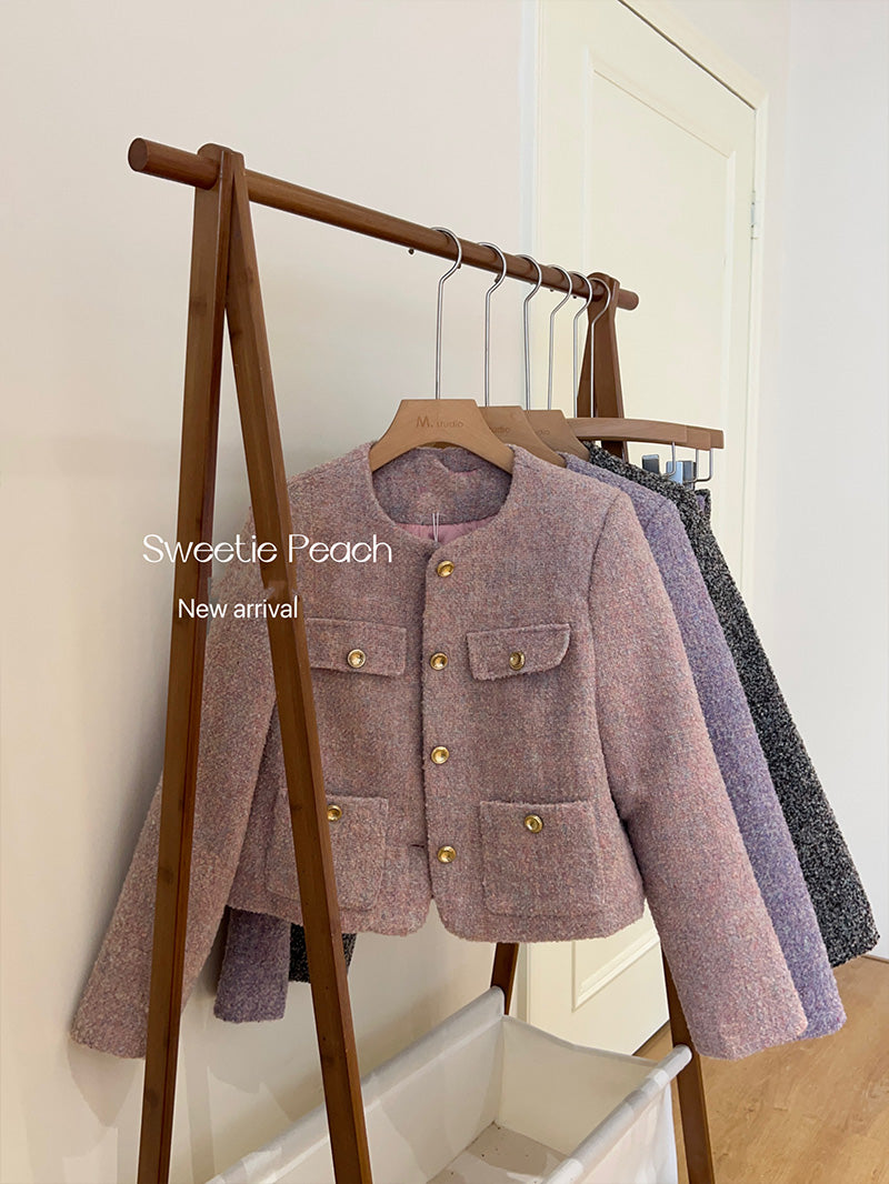 French Woolen Down-filled Coat and Half Skirt Two-piece