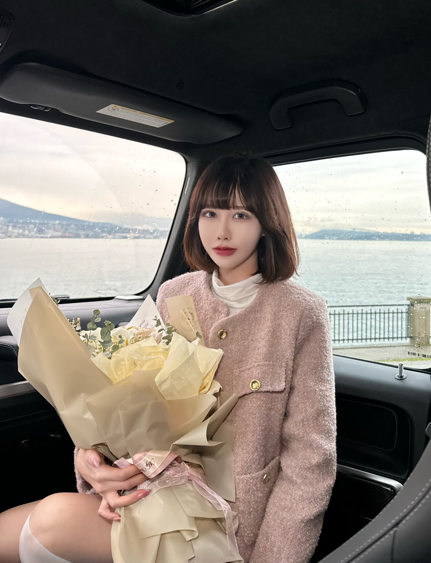 French Woolen Down-filled Coat and Half Skirt Two-piece